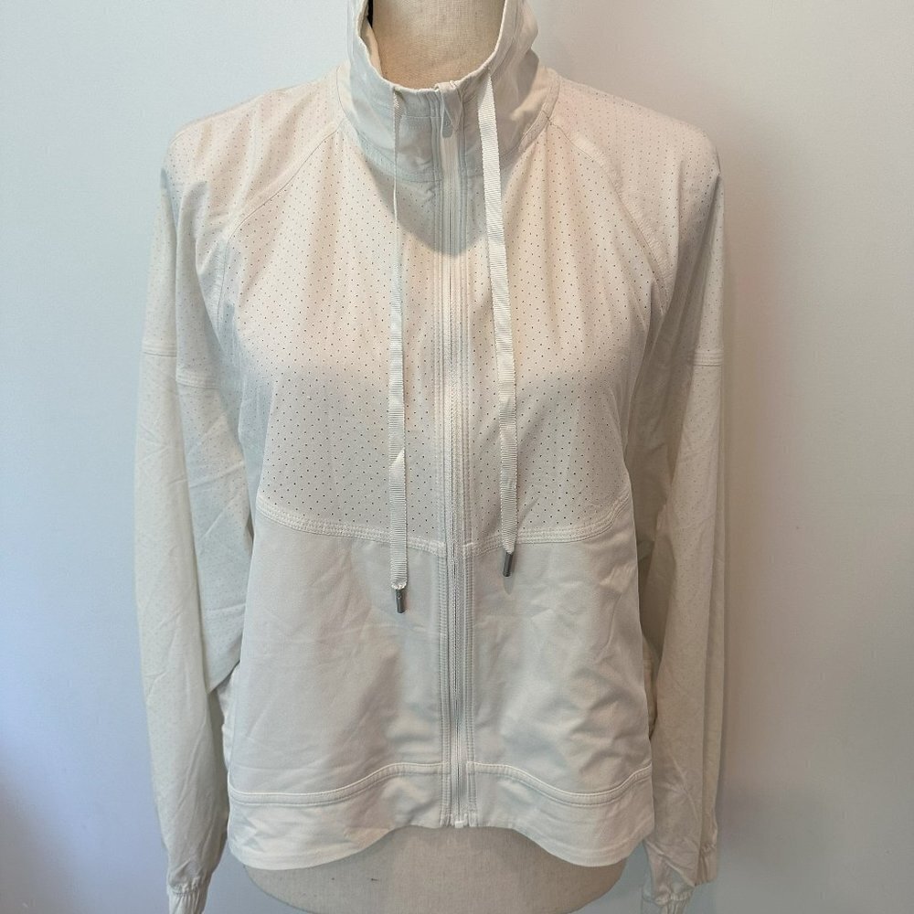 Lululemon Athletica Off White Jacket Size 6 Zip Front In Depth  Lightweight Crop